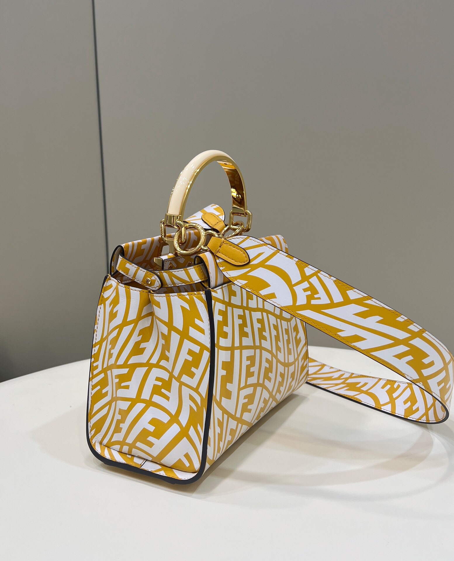 Fendi 8BN244 Peekaboo Signature Mini Bag Yellow White - Default Title - View 2