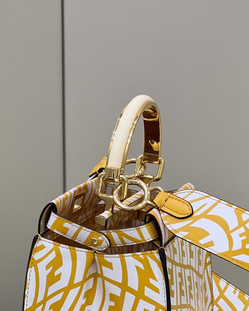 Fendi 8BN244 Peekaboo Signature Mini Bag Yellow White
