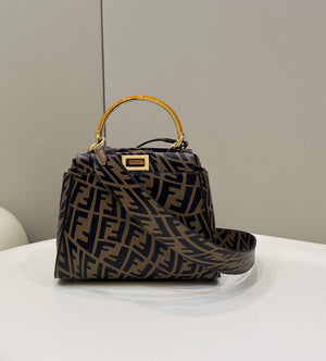 Fendi 8BN244 Peekaboo Signature Mini Bag Brown - Default Title - View 1