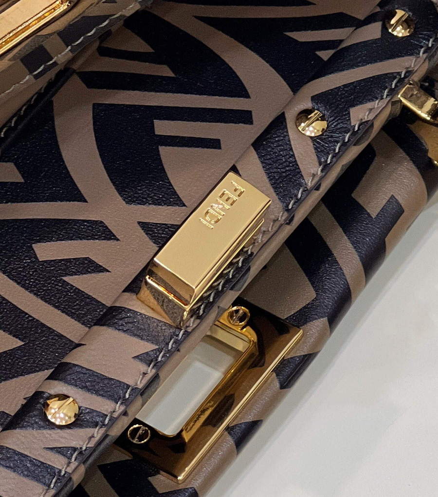 Fendi 8BN244 Peekaboo Signature Mini Bag Brown