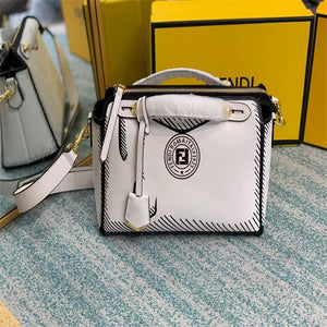 Fendi 8BN290 PEEKABOO Iconic medium white leather FF print Bag - Default Title - View 1