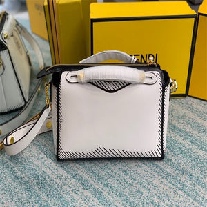 Fendi 8BN290 PEEKABOO Iconic medium white leather FF print Bag - Default Title - View 2
