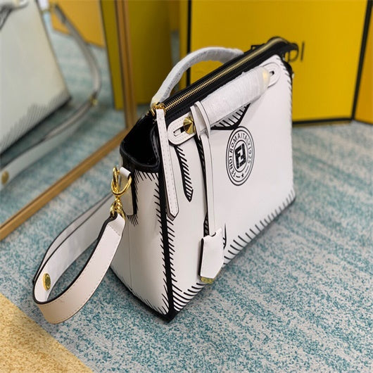 Fendi 8BN290 PEEKABOO Iconic medium white leather FF print Bag - Default Title - View 3