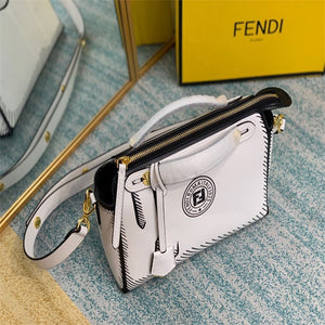 Fendi 8BN290 PEEKABOO Iconic medium white leather FF print Bag - Default Title - View 4
