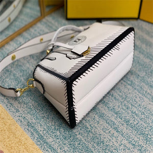 Fendi 8BN290 PEEKABOO Iconic medium white leather FF print Bag - Default Title - View 8
