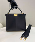 Fendi 8BN310 Peekaboo Soft Medium Black leather bag 304S