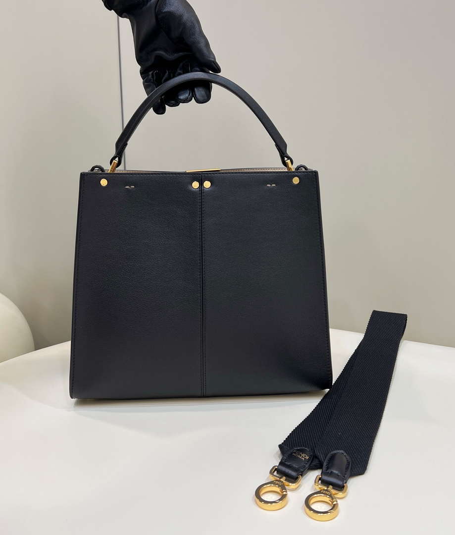 Fendi 8BN310 Peekaboo Soft Medium Black leather bag 304S