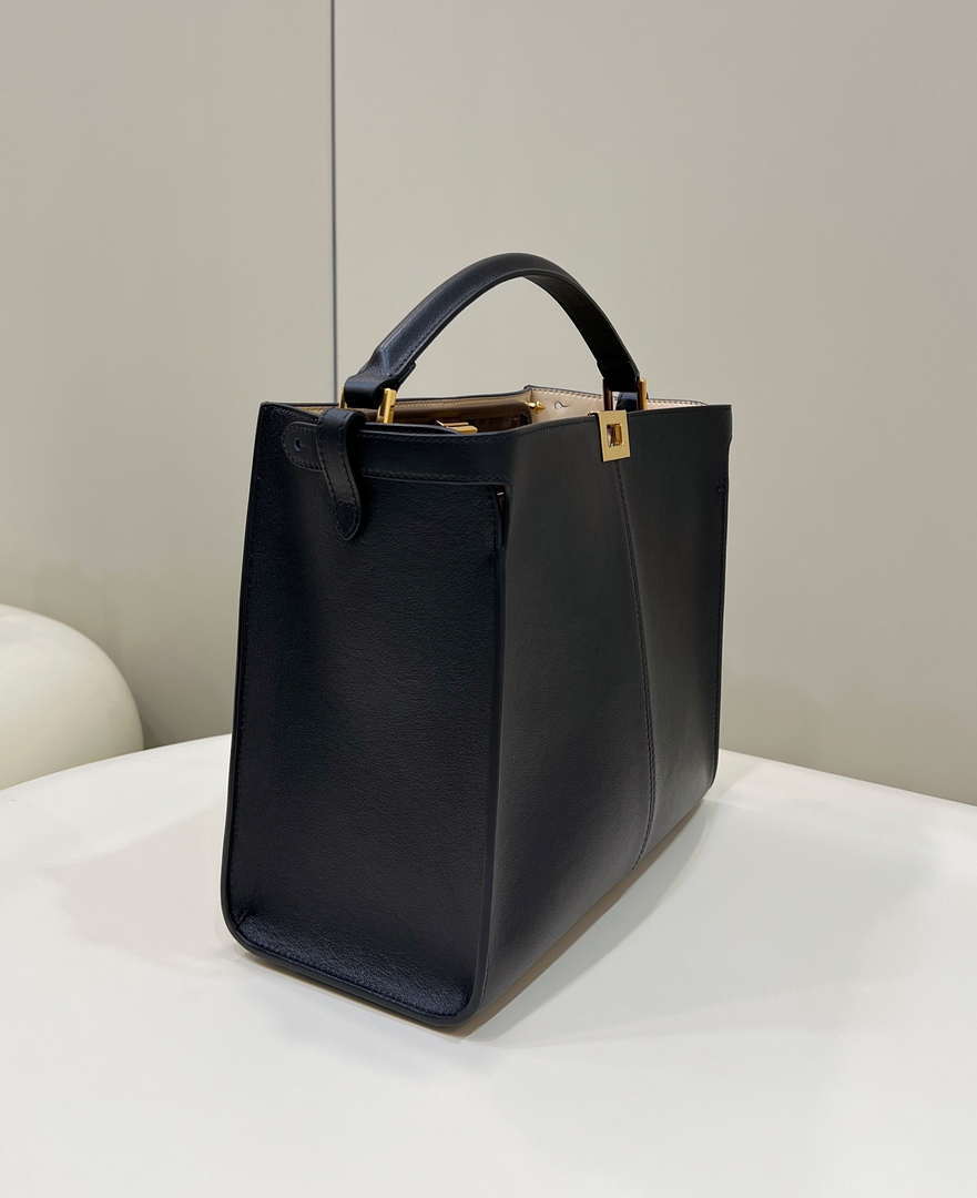 Fendi 8BN310 Peekaboo Soft Medium Black leather bag 304S