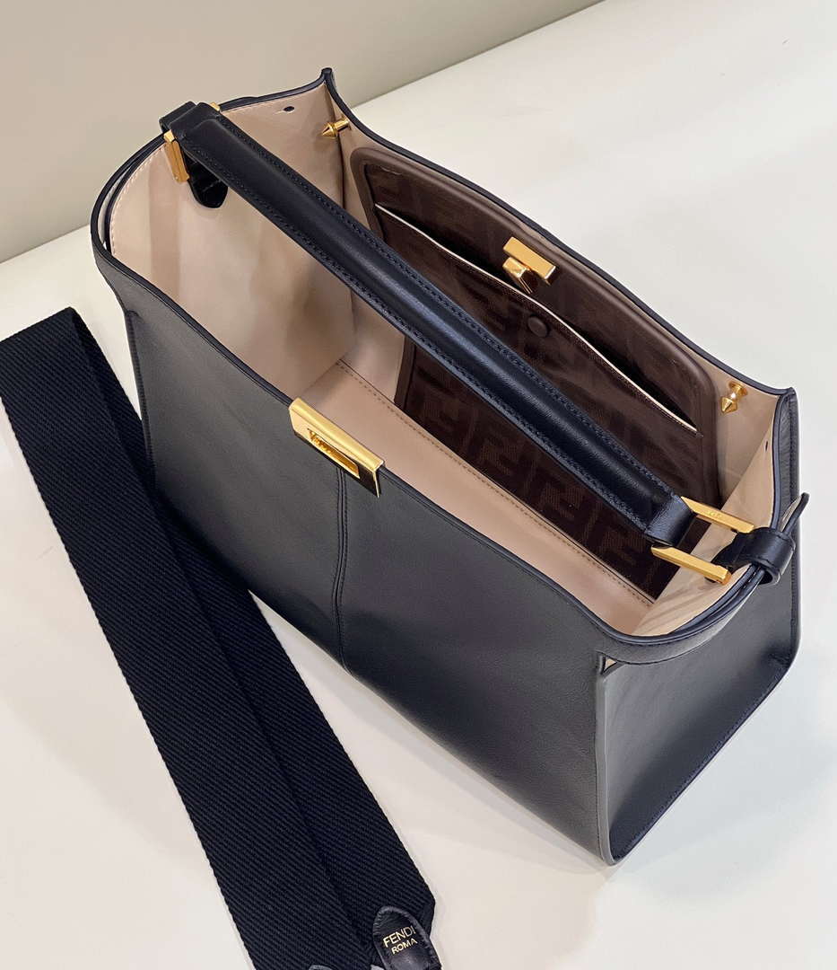 Fendi 8BN310 Peekaboo Soft Medium Black leather bag 304S