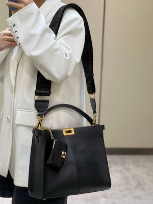 Fendi 8BN310 Peekaboo Soft Medium Black leather bag 304S - Default Title - View 11