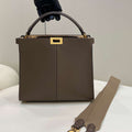 Fendi 8BN310 Peekaboo Soft Medium Dark Brown leather bag 304S - Default Title - View 1