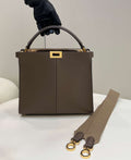 Fendi 8BN310 Peekaboo Soft Medium Dark Brown leather bag 304S