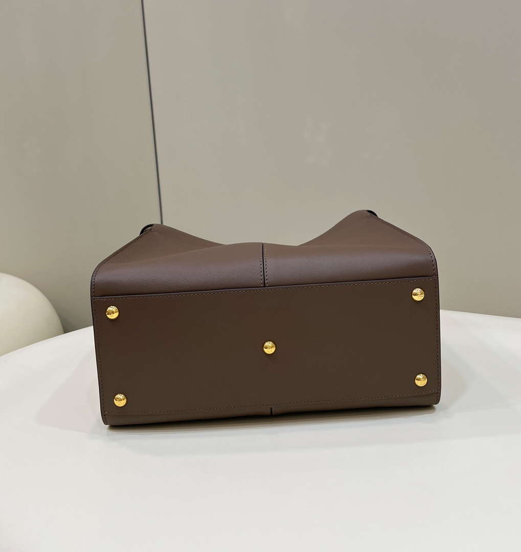 Fendi 8BN310 Peekaboo Soft Medium Dark Brown leather bag 304S