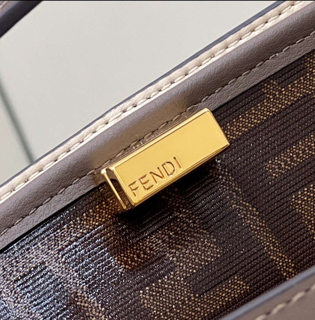 Fendi 8BN310 Peekaboo Soft Medium Dark Brown leather bag 304S