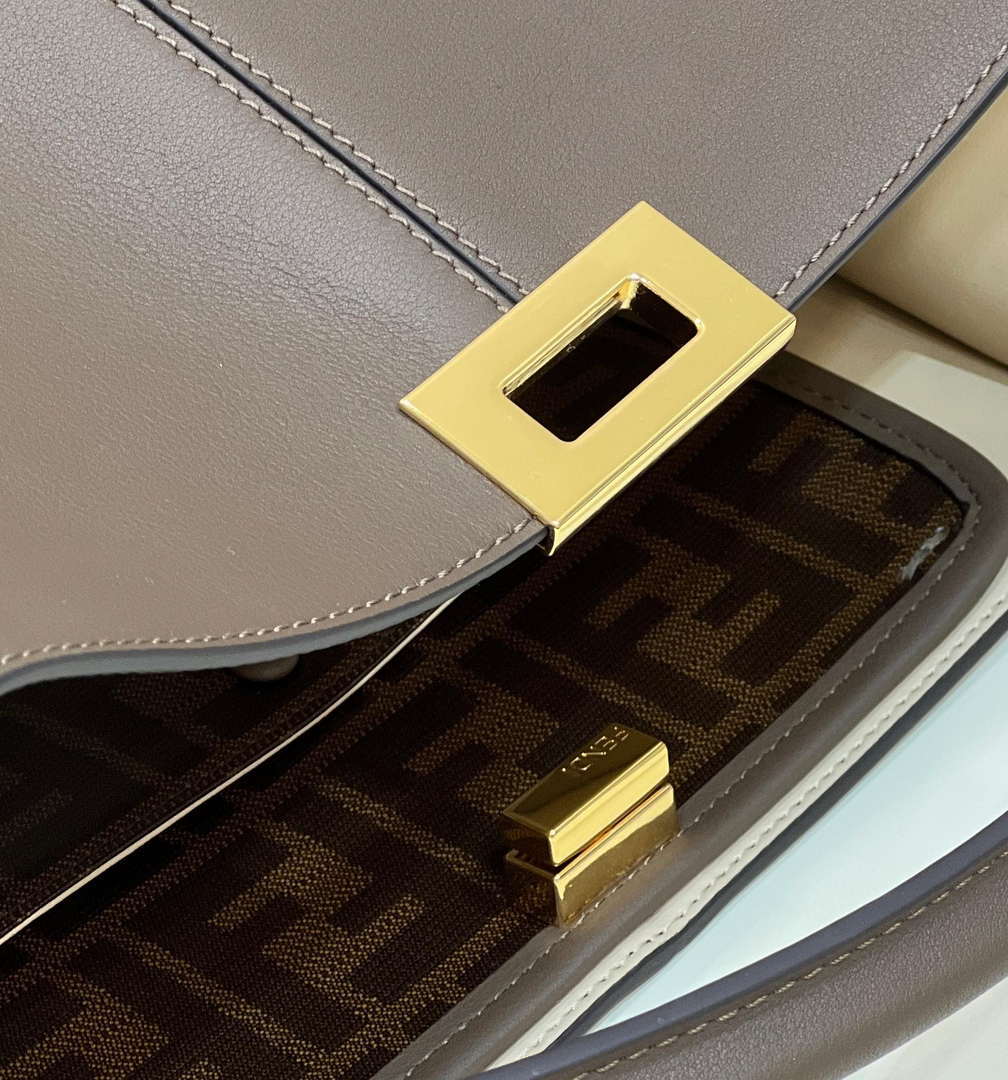 Fendi 8BN310 Peekaboo Soft Medium Dark Brown leather bag 304S