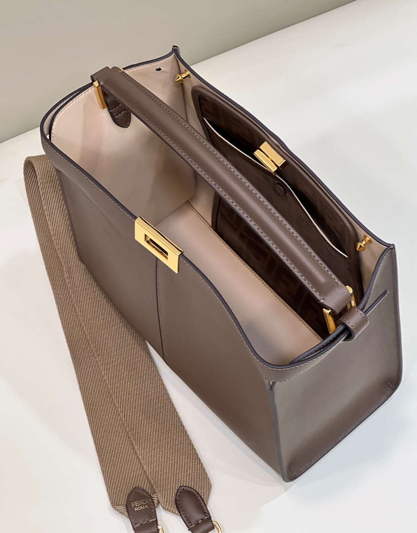 Fendi 8BN310 Peekaboo Soft Medium Dark Brown leather bag 304S