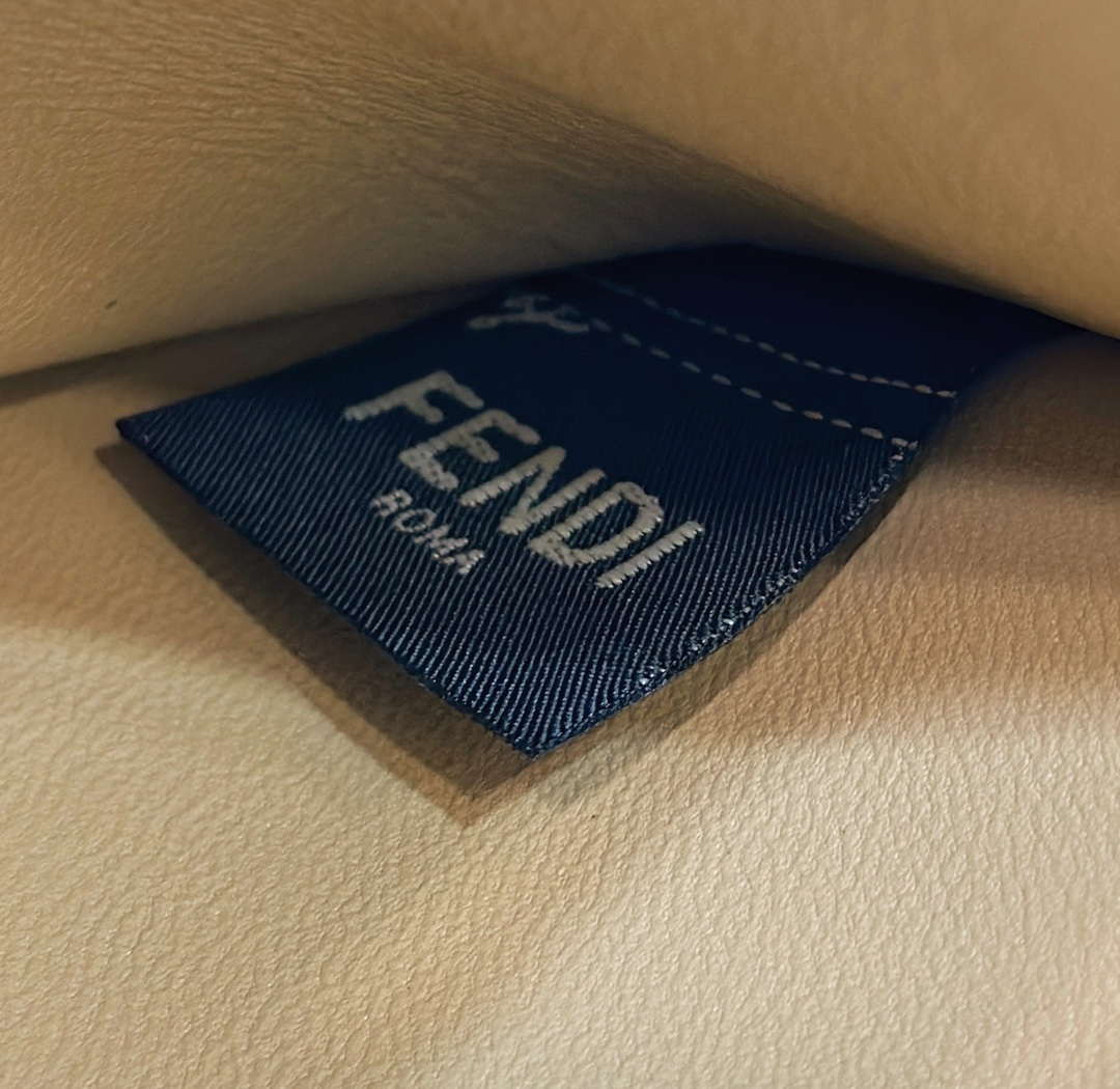 Fendi 8BN321 Peekaboo ISeeU Medium Apricot interlace leather bag 80138L
