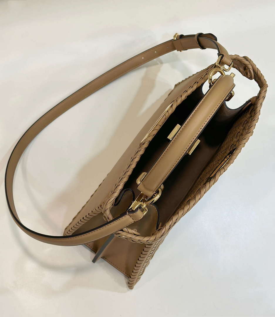 Fendi 8BN321 Peekaboo ISeeU Medium Apricot interlace leather bag 80138L - Default Title - View 9