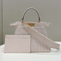 Fendi 8BN321 Peekaboo ISeeU Medium Beige interlace leather bag 80138L - Default Title - View 1