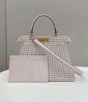 Fendi 8BN321 Peekaboo ISeeU Medium Beige interlace leather bag 80138L - Default Title - View 3