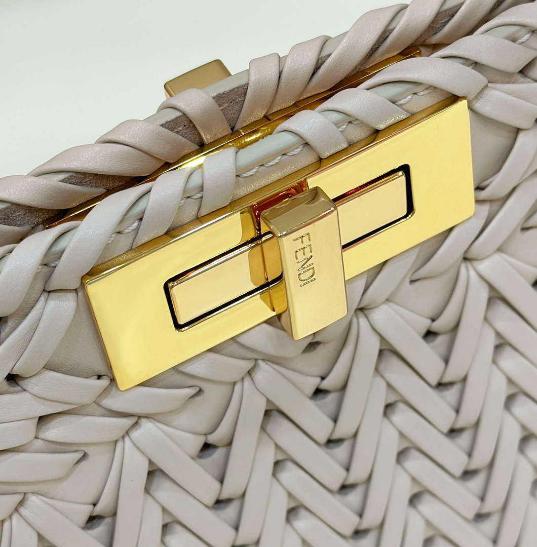 Fendi 8BN321 Peekaboo ISeeU Medium Beige interlace leather bag 80138L - Default Title - View 7