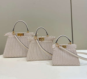 Fendi 8BN321 Peekaboo ISeeU Medium Beige interlace leather bag 80138L - Default Title - View 2