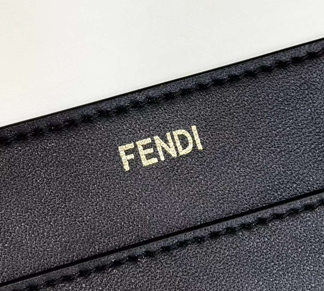 Fendi 8BN321 Peekaboo ISeeU Medium Black interlace leather bag 80138L
