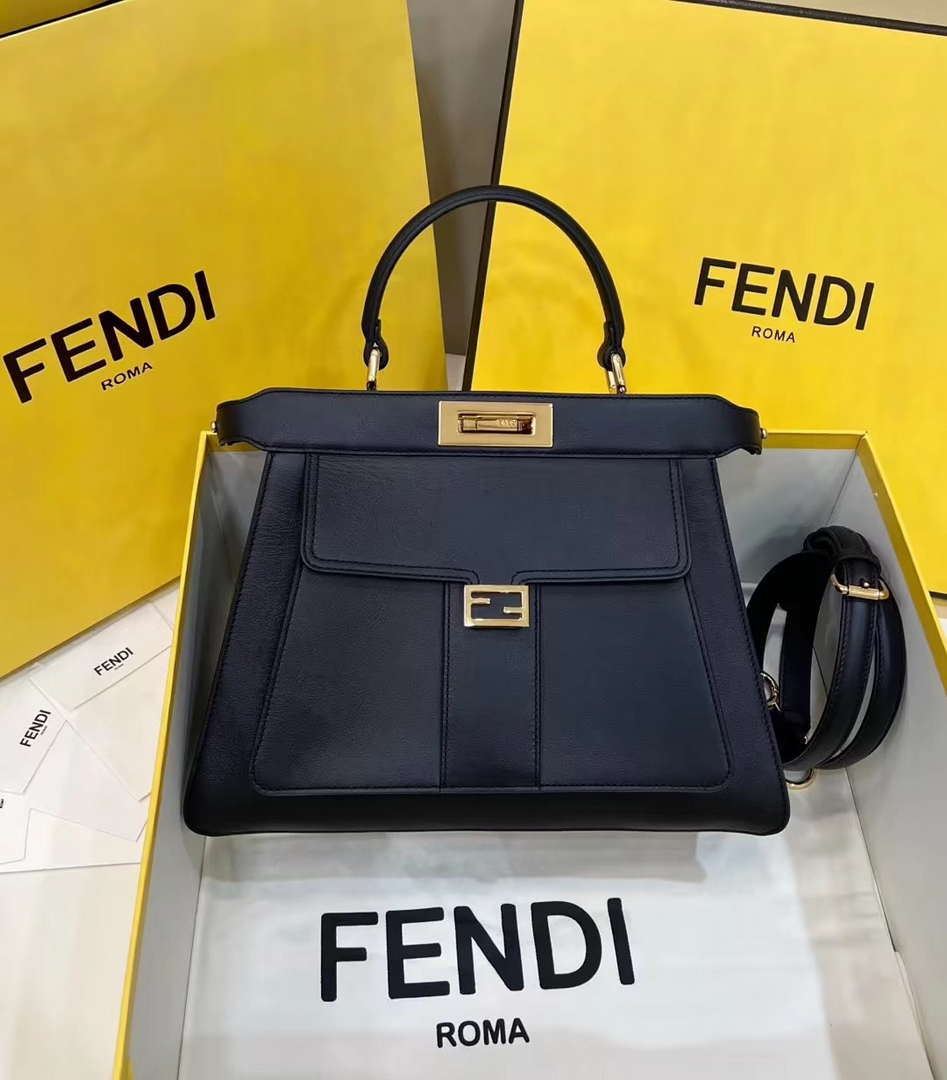 Fendi 8BN321 Peekaboo Iseeu Medium Black Leather Bag 8596L - Default Title - View 1