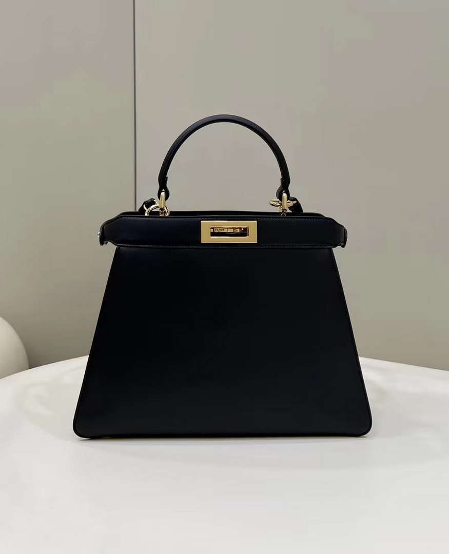 Fendi 8BN321 Peekaboo Iseeu Medium Black Leather Bag 8596L