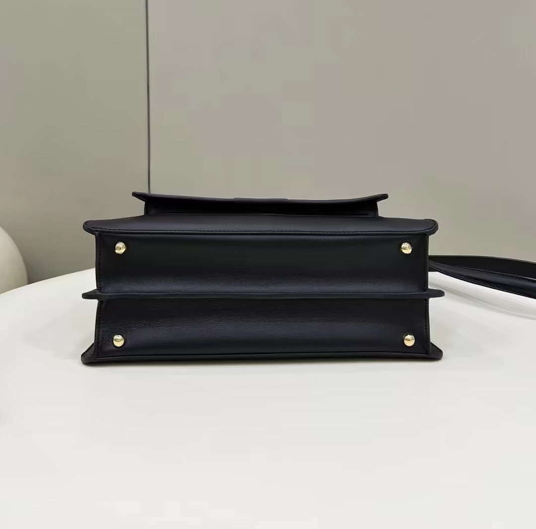 Fendi 8BN321 Peekaboo Iseeu Medium Black Leather Bag 8596L