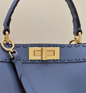 Fendi 8BN321 Peekaboo ISeeU Medium Blue Selleria bag with 646 hand-sewn topstitches 80133 - Default Title - View 5