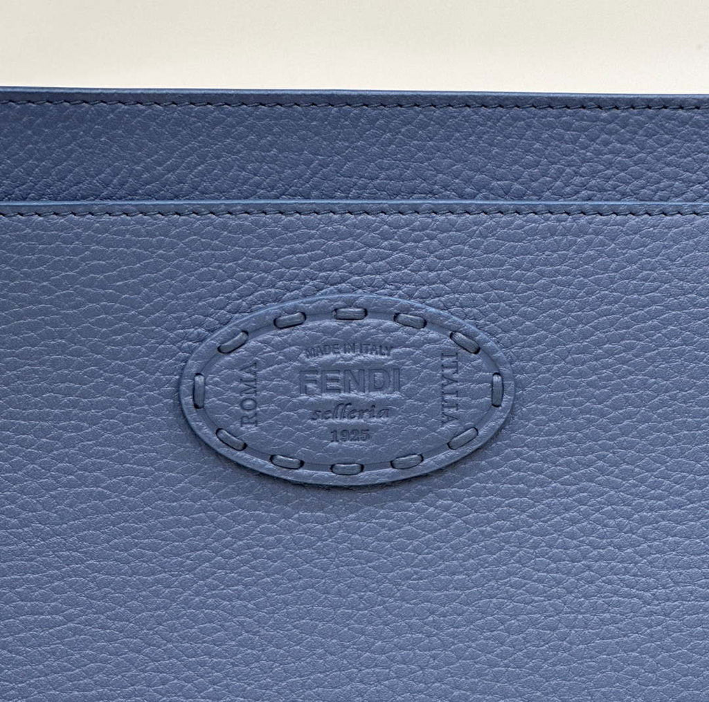 Fendi 8BN321 Peekaboo ISeeU Medium Blue Selleria bag with 646 hand-sewn topstitches 80133