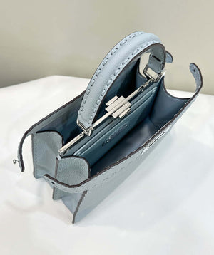 Fendi 8BN321 Peekaboo ISeeU Medium Light blue Selleria bag with 646 hand-sewn topstitches 80133 - Default Title - View 9