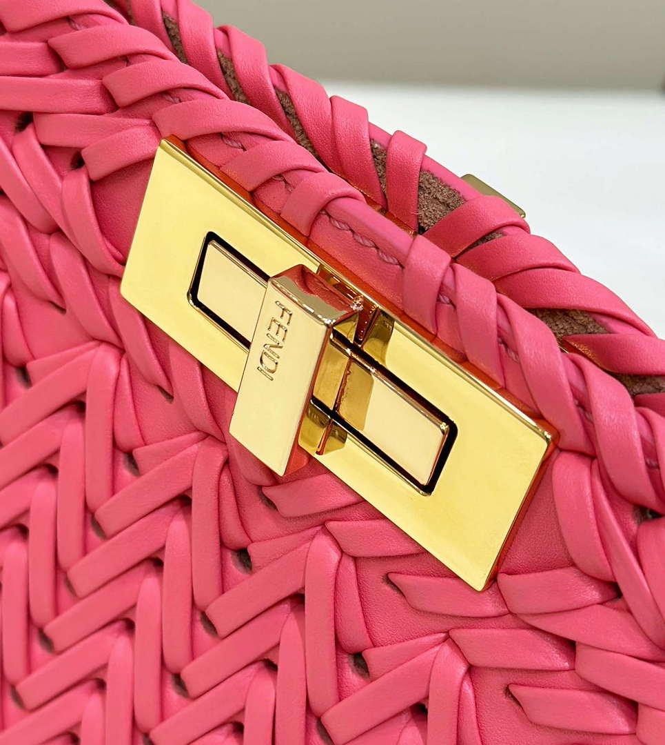 Fendi 8BN321 Peekaboo ISeeU Medium Pink interlace leather bag 80138L - Default Title - View 5