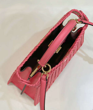 Fendi 8BN321 Peekaboo ISeeU Medium Pink interlace leather bag 80138L - Default Title - View 8
