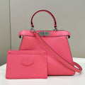 Fendi 8BN321 Peekaboo ISeeU Medium Pink Selleria bag with 646 hand-sewn topstitches 80133 - Default Title - View 1