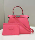 Fendi 8BN321 Peekaboo ISeeU Medium Pink Selleria bag with 646 hand-sewn topstitches 80133