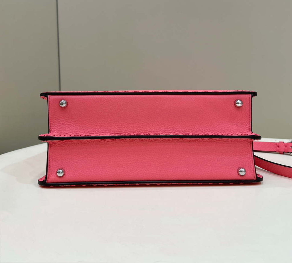 Fendi 8BN321 Peekaboo ISeeU Medium Pink Selleria bag with 646 hand-sewn topstitches 80133