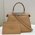 Fendi 8BN321 Peekaboo ISeeU Medium Tan Selleria bag with 646 hand-sewn topstitches 80133 - Default Title - View 1