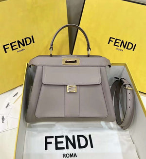 Fendi 8BN321 Peekaboo Iseeu Medium Gray Leather Bag 8596L - Default Title - View 1