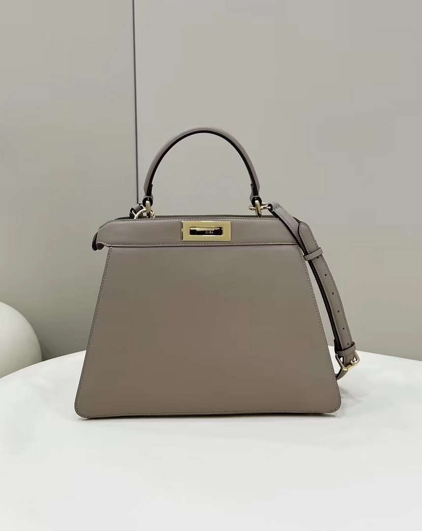 Fendi 8BN321 Peekaboo Iseeu Medium Gray Leather Bag 8596L