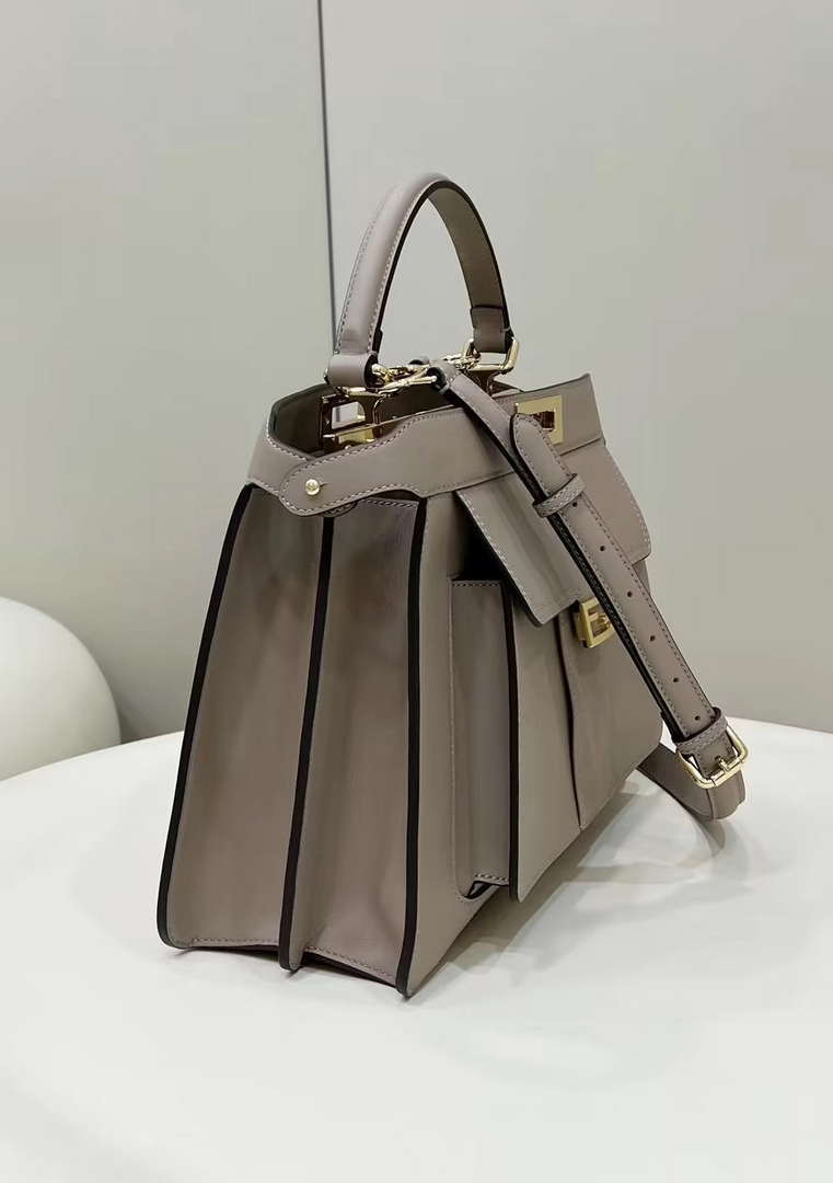 Fendi 8BN321 Peekaboo Iseeu Medium Gray Leather Bag 8596L