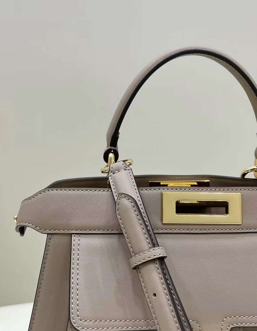Fendi 8BN321 Peekaboo Iseeu Medium Gray Leather Bag 8596L