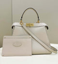 Fendi 8BN321 Peekaboo ISeeU Medium White Selleria bag with 646 hand-sewn topstitches 80133