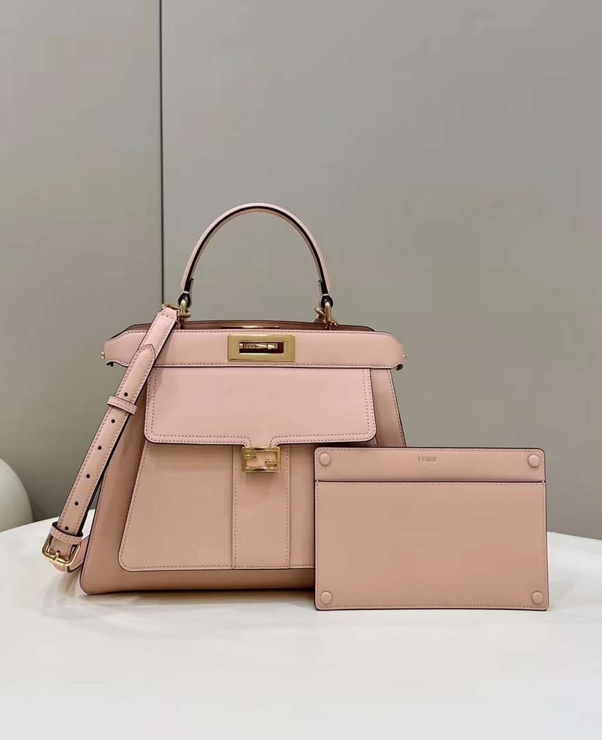 Fendi 8BN321 Peekaboo Iseeu Medium Pink Leather Bag 8596L