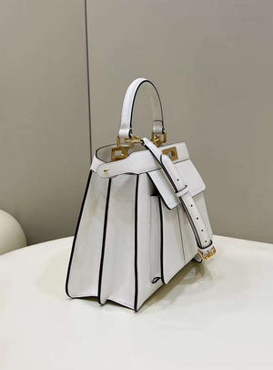 Fendi 8BN321 Peekaboo Iseeu Medium White Leather Bag 8596L - Default Title - View 3