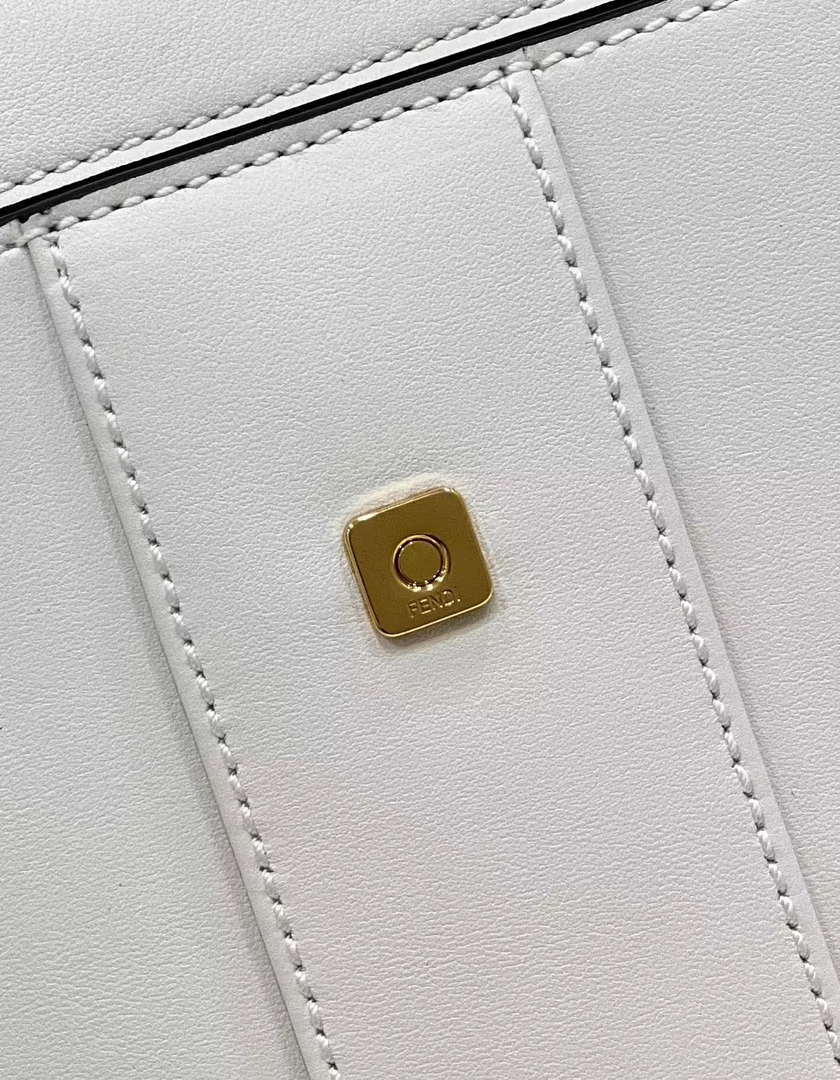 Fendi 8BN321 Peekaboo Iseeu Medium White Leather Bag 8596L