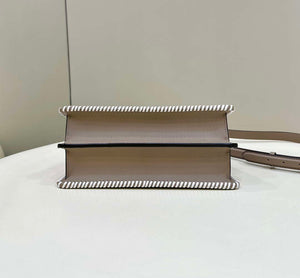 Fendi 8BN327 Peekaboo ISeeU Medium Gray &White interlace leather bag 80143 - Default Title - View 3