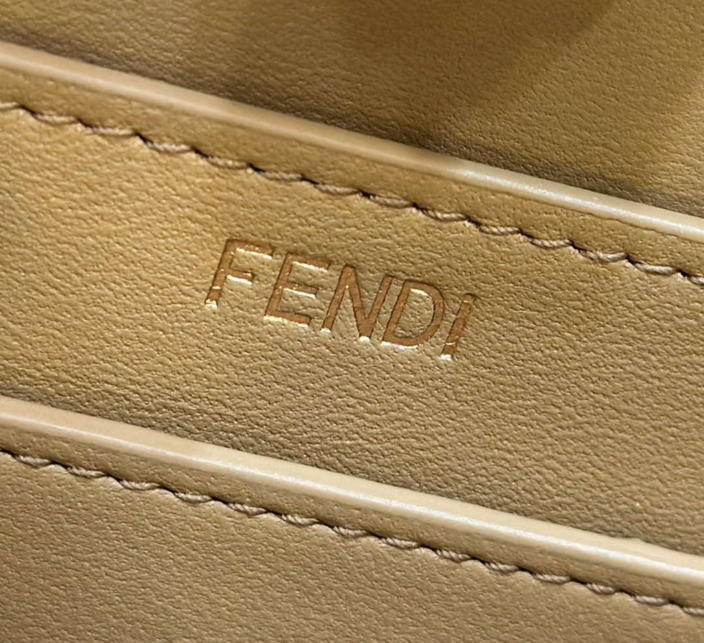 Fendi 8BN327 Peekaboo ISeeU Small Apricot interlace leather bag 80138M