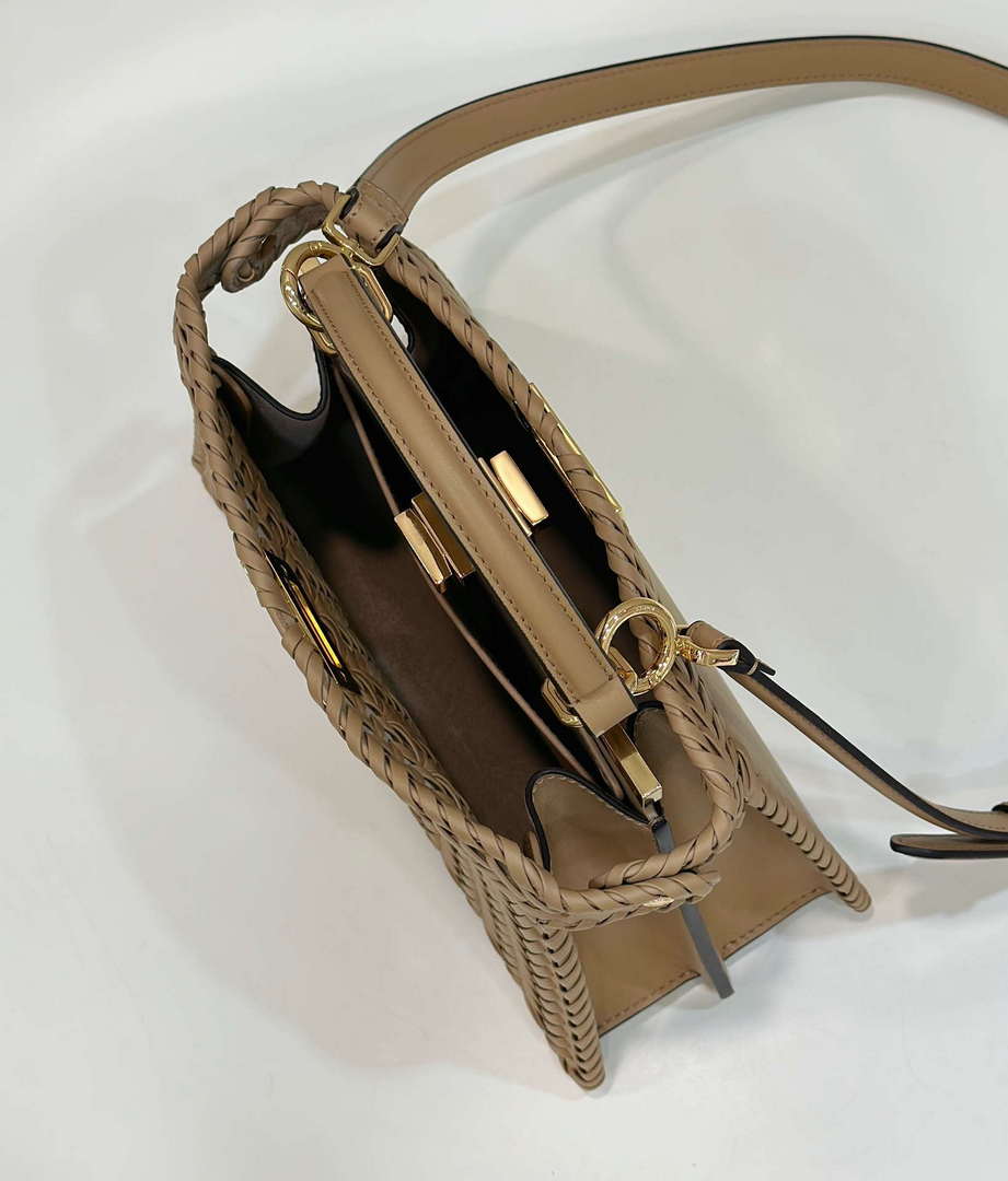 Fendi 8BN327 Peekaboo ISeeU Small Apricot interlace leather bag 80138M - Default Title - View 11